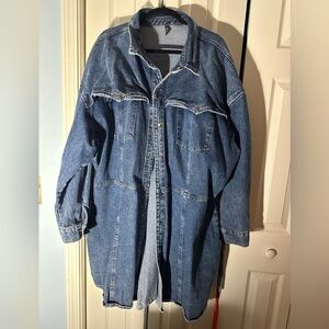 Pretty Little Thing Denim Blue Women's Long Thick Jacket